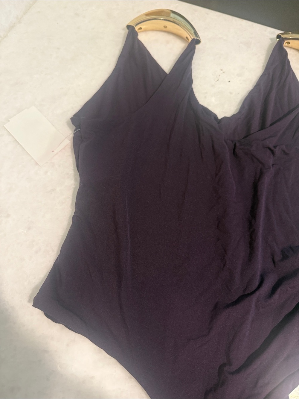 naked wardrobe Plum Scoop One-Piece with Gold Ring Straps - Picture 6 of 6